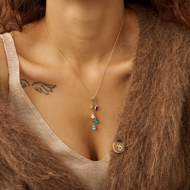 Personalized Birthstone Teardrop Tassel Necklace